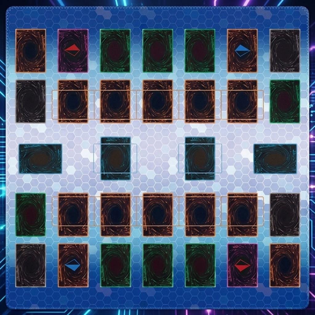 Two Player Yu-Gi-Oh! Playmat | 2 Player YGO Battle Mat | Double Duel Layout | 24 x 24"