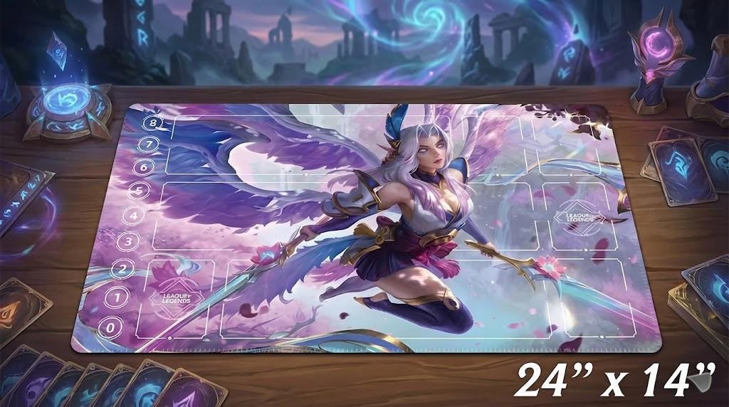 Irelia Spirit Blossom League of Legends Riftbound Playmat | Trading Card Game Pad | LOL Desk Mat | 24" x 14" inches Stitched Edges