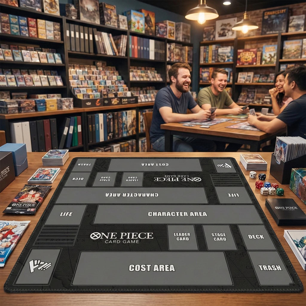 Two Player One Piece Playmat | 2 Player OPCG Battle Mat | Double Duel Layout Mat | 24 x 24"