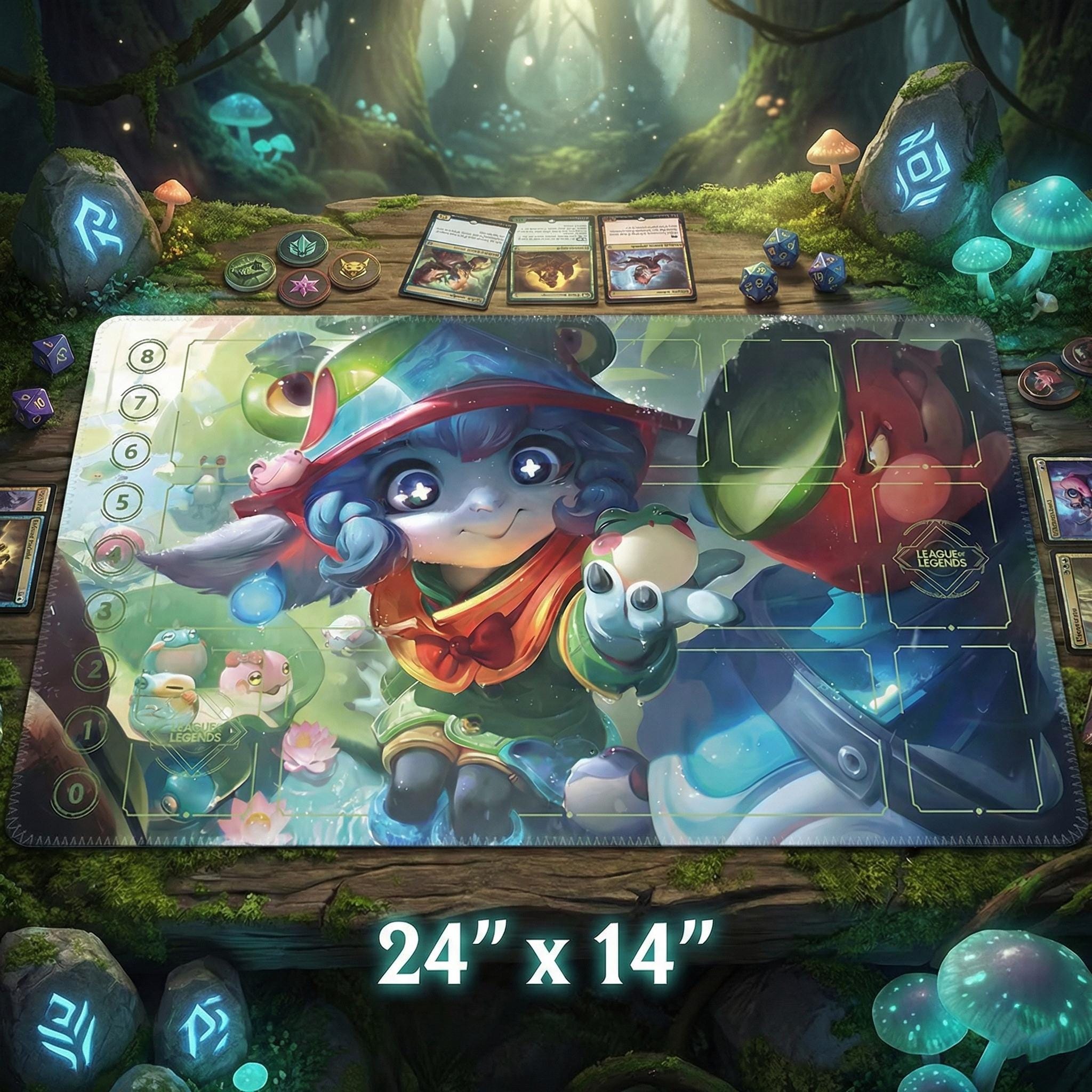 Lulu Monster Tamer League of Legends Riftbound Playmat | Trading Card Game Pad | LOL Desk Mat | 24" x 14" inches Stitched Edges