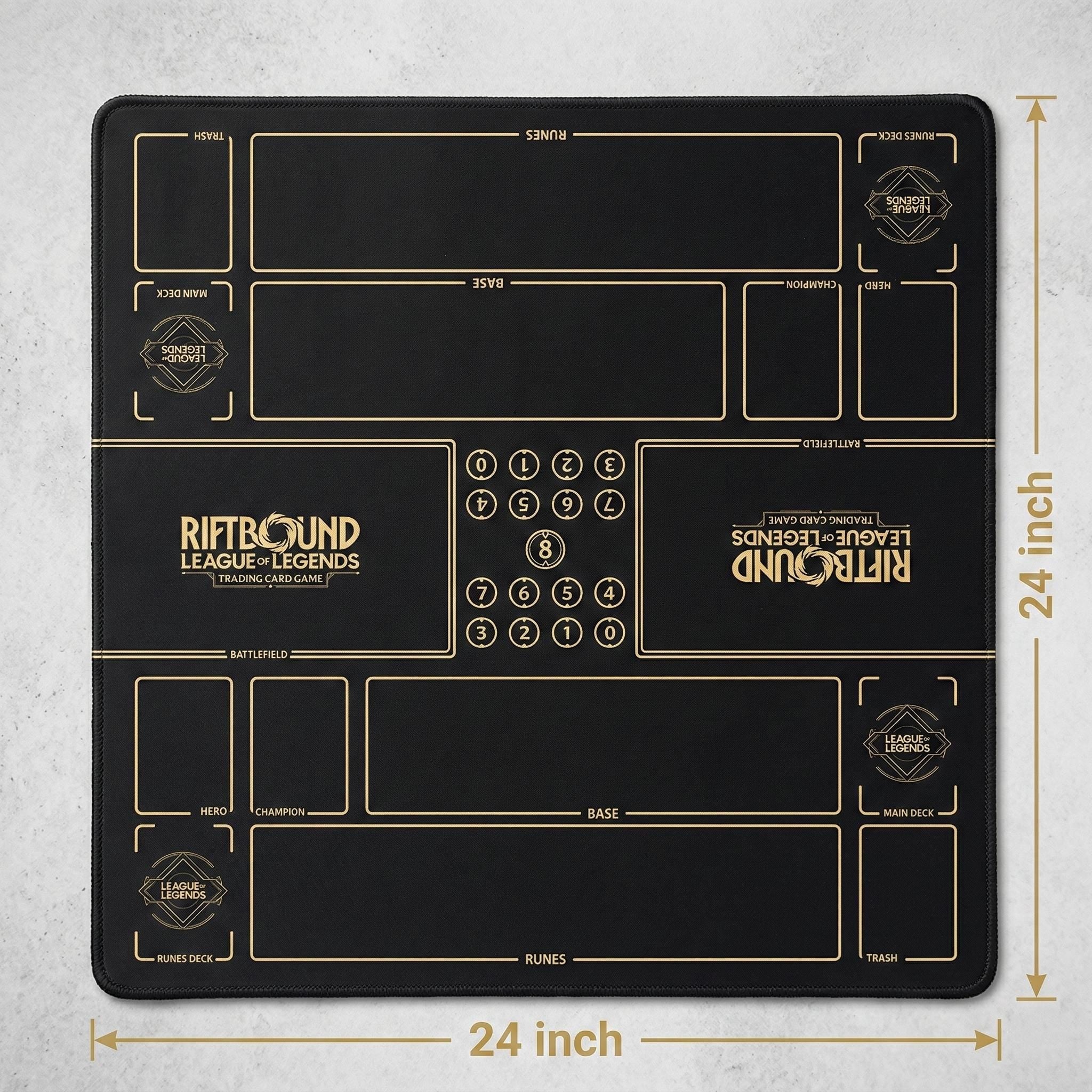 Two Players Riftbound Playmat - 1v1 League of Legends Duo Riftbound Trading Card Game Mat - Double Zones Battlefield 24" x 24" inches