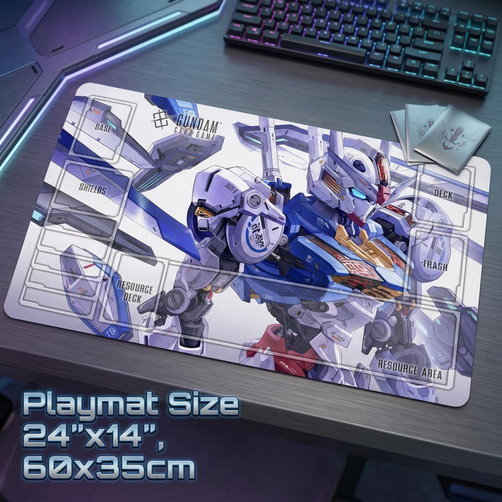 Gundam TCG Playmat with Zones - Aerial TCG Desk Mat - Mobile Suit Gaming Mat - Custom Trading Card Game Accessory