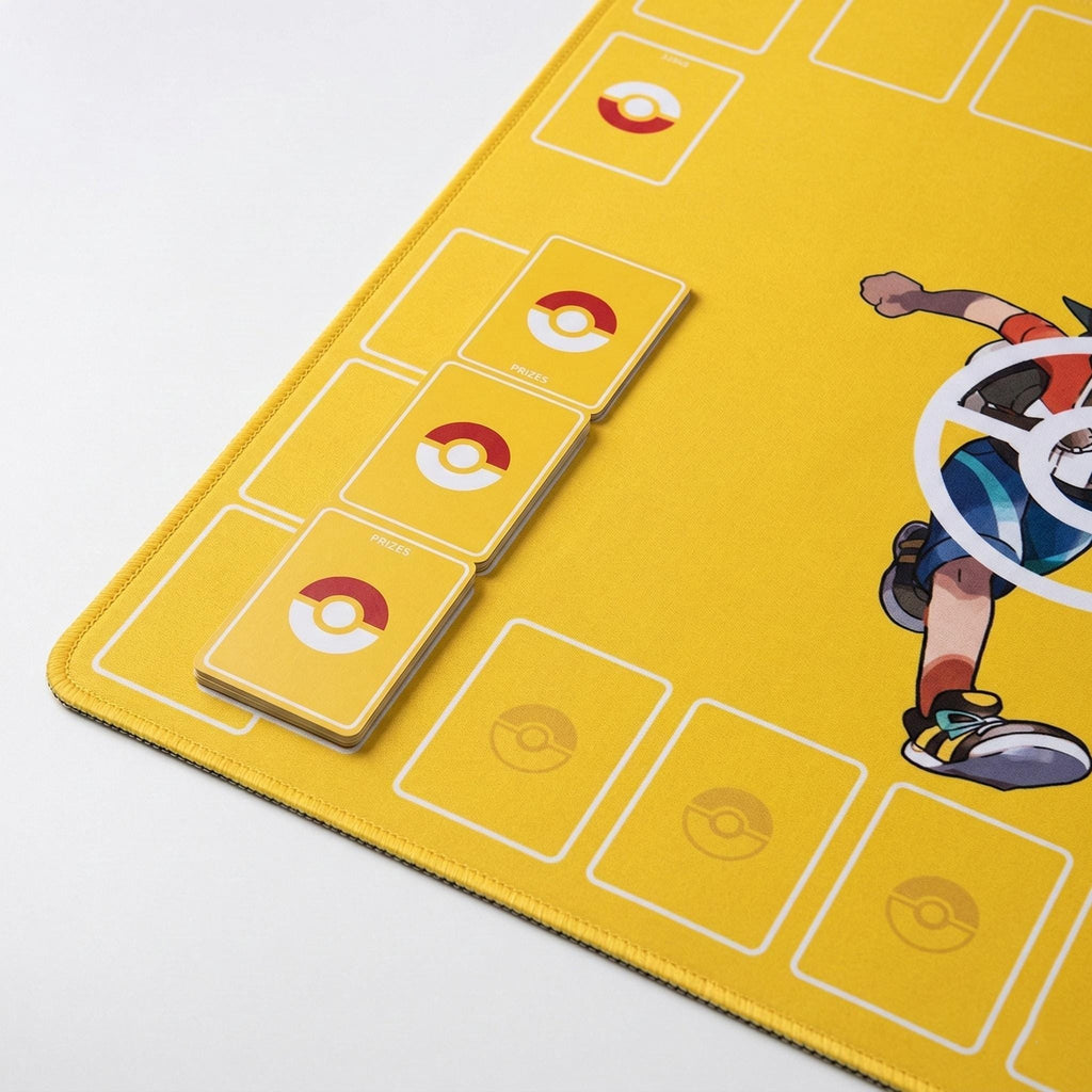 Duo Pokemon Playmat | Ash Ketchum Pikachu 2 Player TCG Battle Mat | Double Field Resource & Battle Zones | Two-Player Layout | 24" x 24"