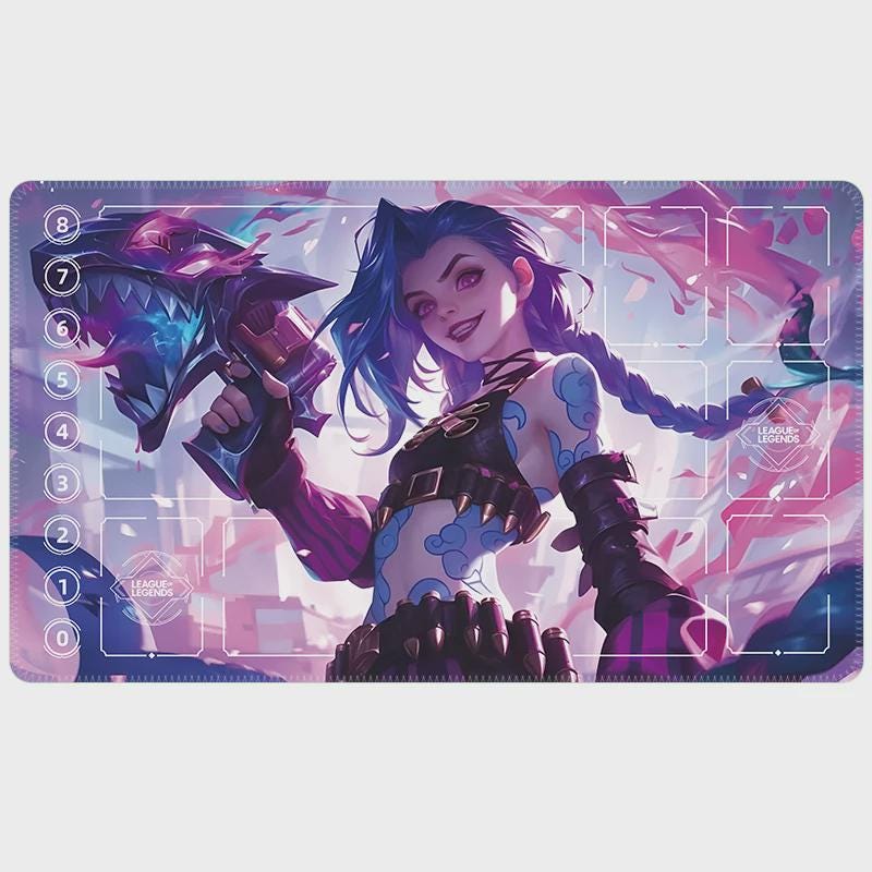 Jinx Arcane Riftbound LOL Playmat - League of Legends Inspired Trading Card Game - 24" x 14" inches (600 x 350 x 2 mm) Stitched Edges