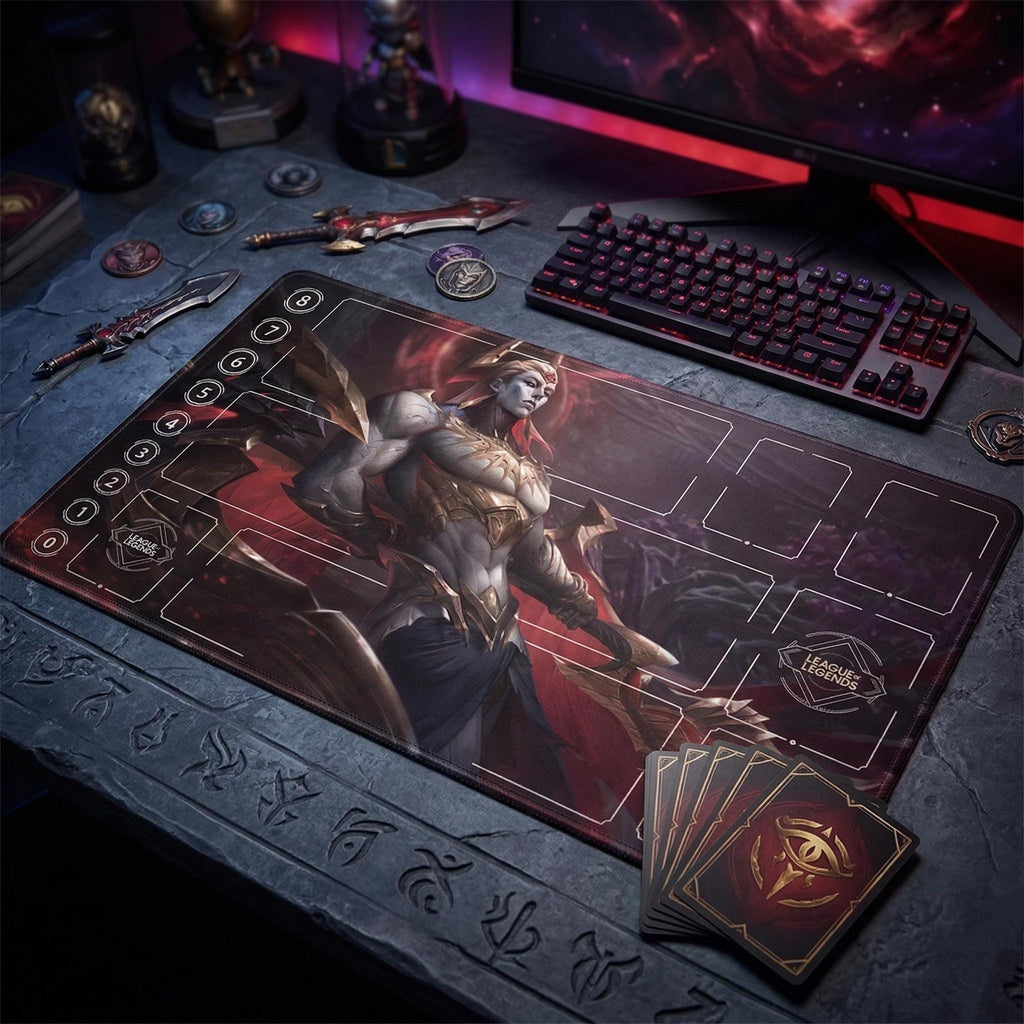 Zaheen League of Legends Riftbound Playmat | Trading Card Game Pad | LOL Desk Mat | 24" x 14" inches Stitched Edges