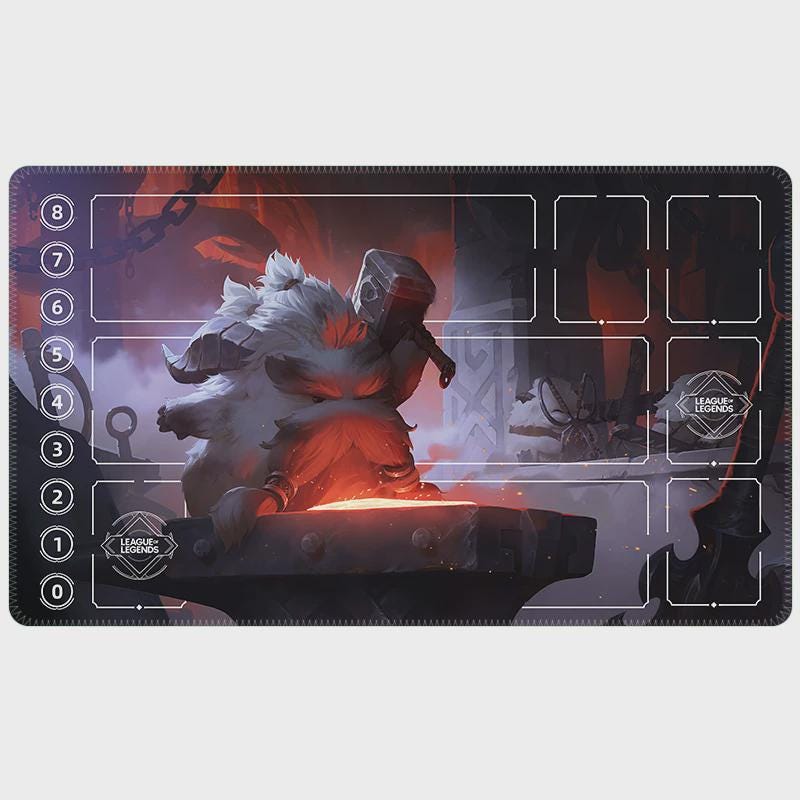 Ornn Poro League of Legends Riftbound Playmat | Trading Card Game Pad | LOL Desk Mat | 24" x 14" inches Stitched Edges