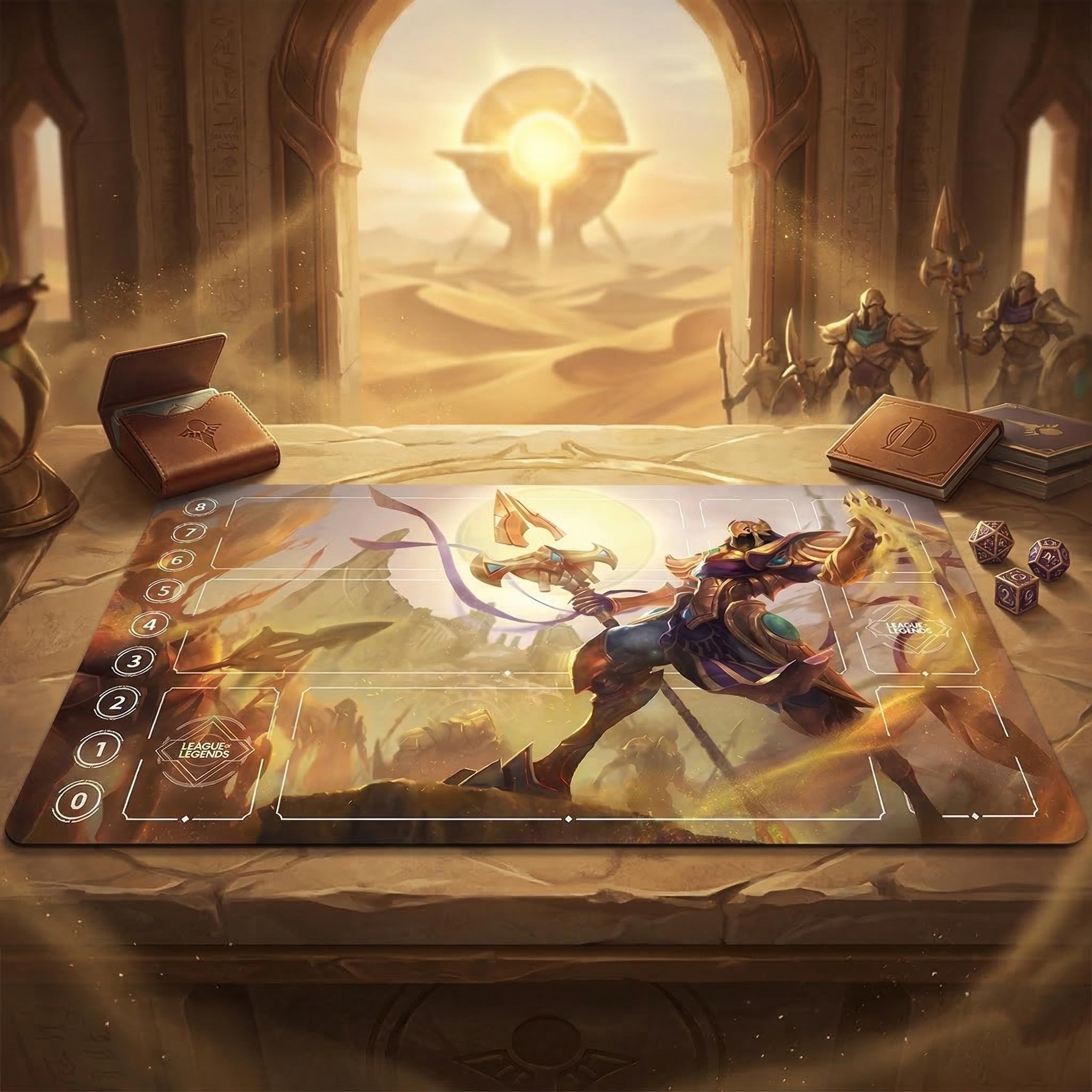 Azir League of Legends Riftbound Playmat | Trading Card Game Pad | LOL Desk Mat | 24" x 14" inches Stitched Edges