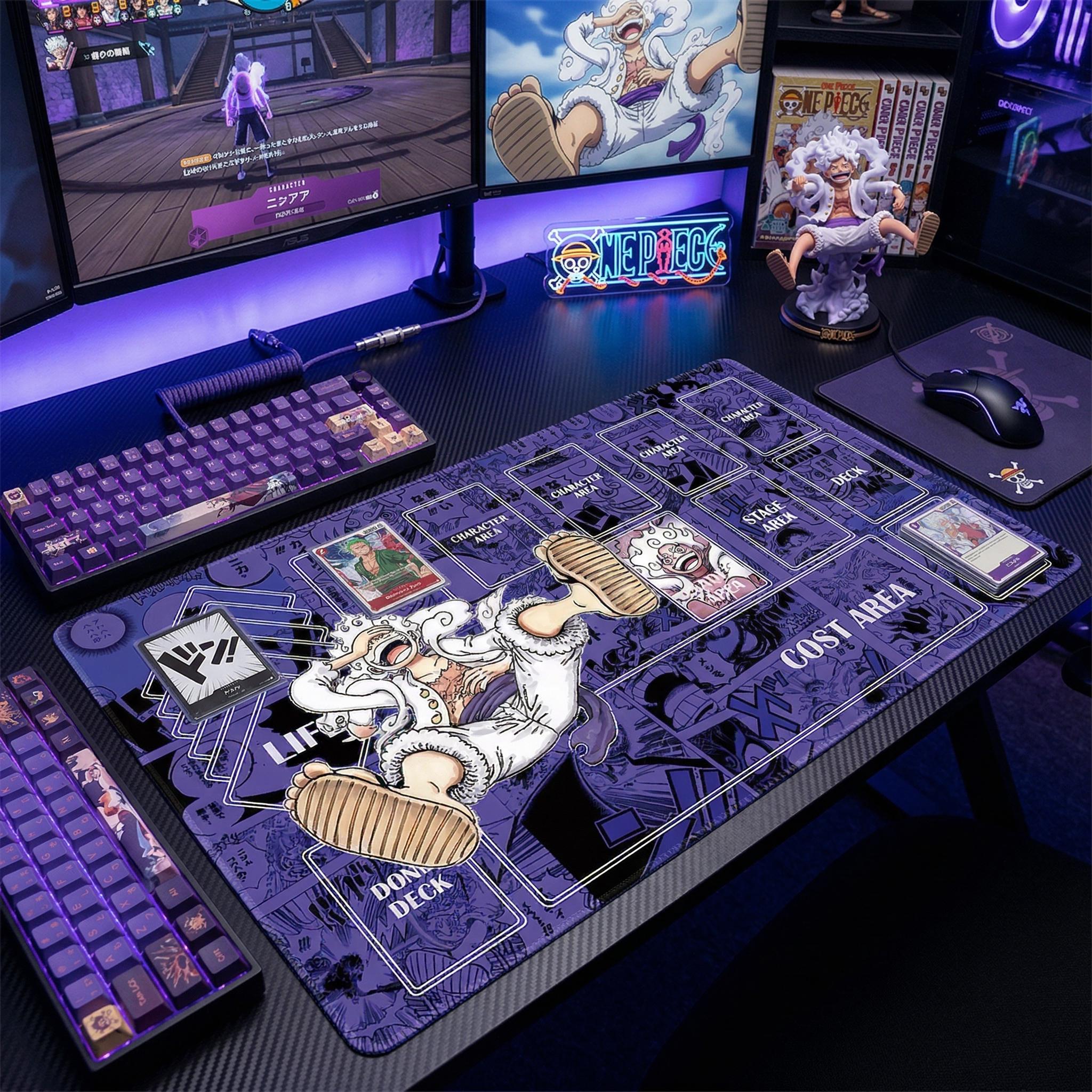 Luffy One Piece TCG Playmat | Zones (24x14 inches) | Custom Trading Card Game Mat with Zones | Anime Desk Mat & Mousepad, Gamer Gift