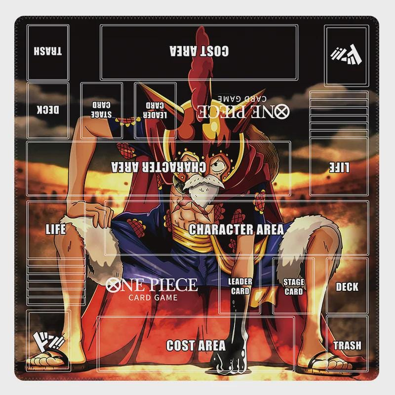 One Piece Card Game Playmat 2-Player -2 Player Dressrosa Luffy TCG Mat Custom Desk Mat - Double Duel Layout Mat 24" x 24" - Anime Desk Mat