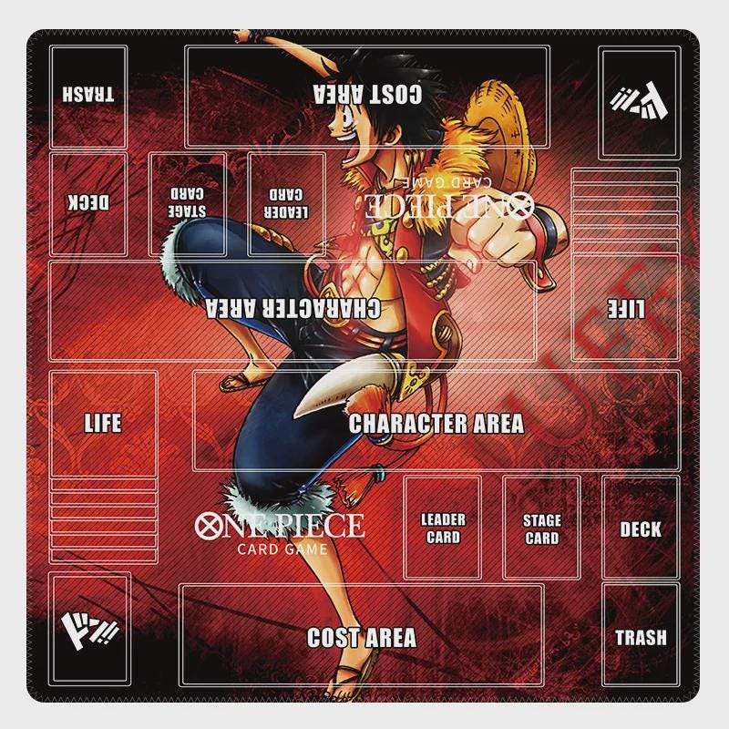 One Piece TCG 2 Player Playmat - Monkey D. Luffy Red Design - Custom Card Game Mat with Zones - Stitched Edge Gaming Mat - OPTCG Accessories
