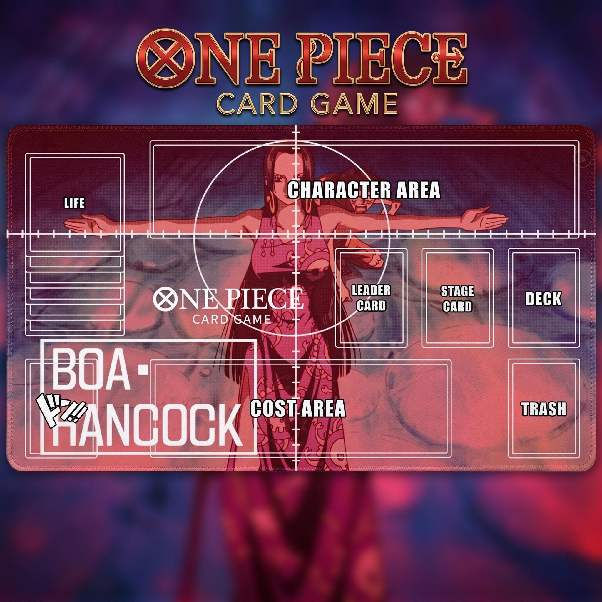Boa Hancock One Piece Card Game Playmat - Custom TCG Mat with Zones - Pirate Empress Boa Hancock OPCG Accessories - Anime Gaming Desk Mat
