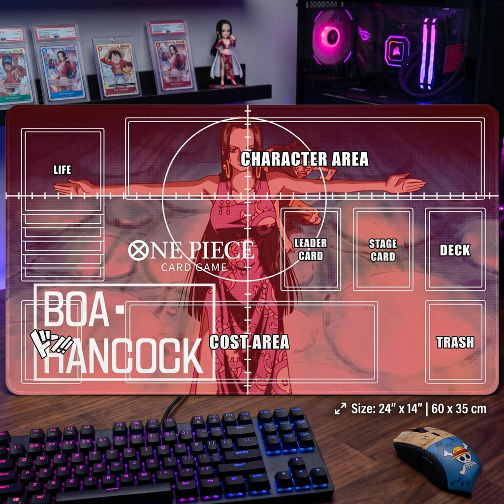 Boa Hancock One Piece Card Game Playmat - Custom TCG Mat with Zones - Pirate Empress Boa Hancock OPCG Accessories - Anime Gaming Desk Mat