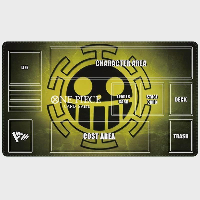 One Piece TCG Playmat with Zones - Trafalgar Law Heart Pirates Design - Anime Card Game Mat - OPTCG Gaming Mat - Custom TCG Accessories