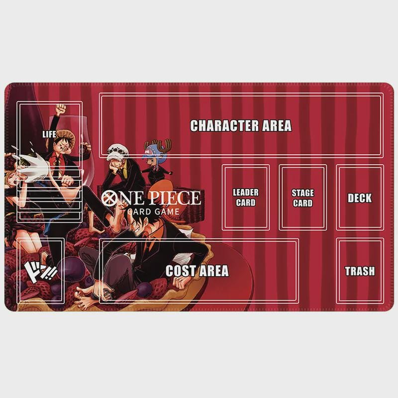 One Piece TCG Playmat with Zones | Luffy, Law, Ace & Chopper Suit Version | Custom Anime Card Game Mat | Desk Mat | Gift for One Piece Fans