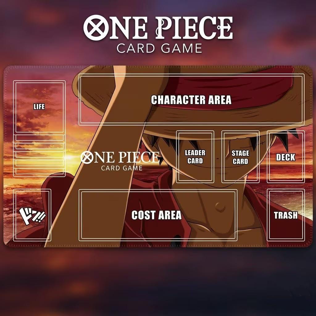 One Piece TCG Playmat - Monkey D. Luffy Custom Card Game Mat with Zones - Anime TCG Desk Mat - Gift for One Piece Fans & Players