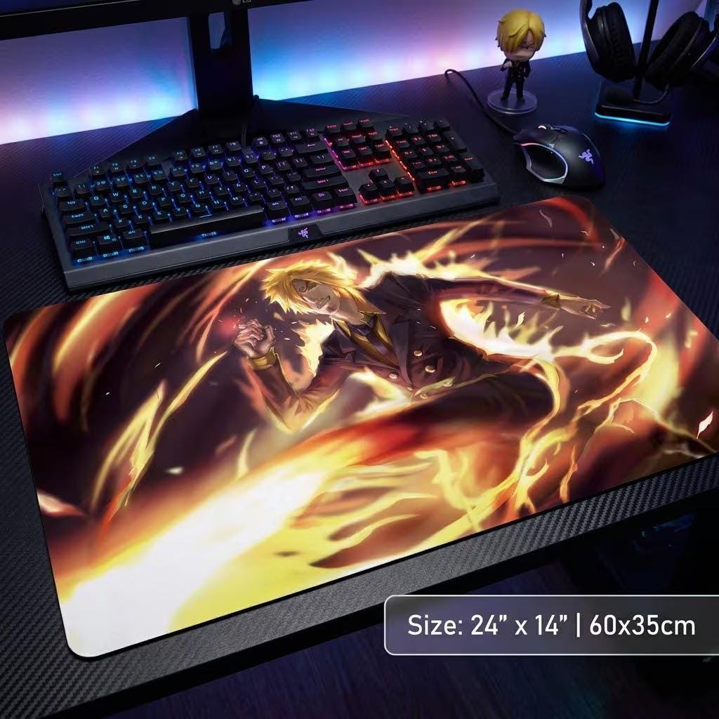 Sanji One Piece TCG Playmat with Card Zones | Vinsmoke Sanji Custom Desk Mat | One Piece Card Game Accessory | Gaming Mat Layout