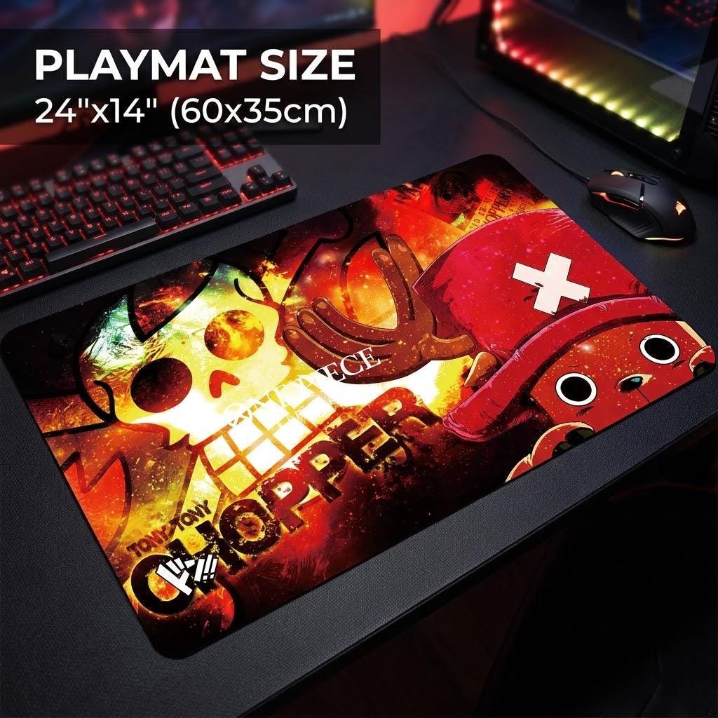 One Piece TCG Playmat Tony Tony Chopper | Custom Card Game Mat with Zones | OPCG Desk Mat | Stitched Edge Gaming Mousepad, Anime Accessories