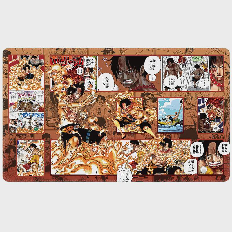Portgas D.Ace TCG Playmat, One Piece Card Game Mat, Manga Panel Desk Mat, Anime Mousepad, One Piece TCG Accessory, Stitched Edges Gaming Mat