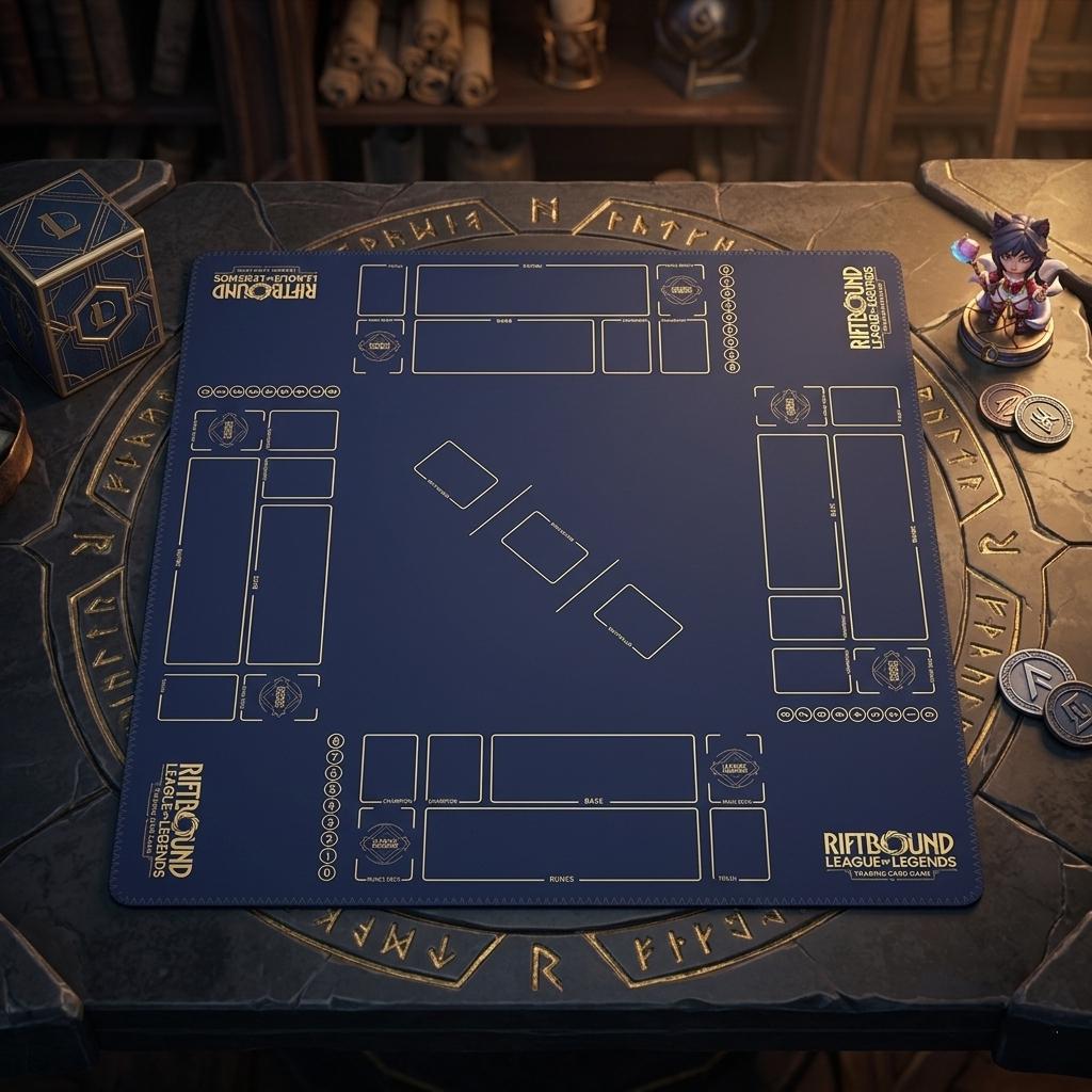 2v2 Four Player Riftbound LOL Playmat - 4-Player League of Legends Trading Card Game Table Mat - TCG Arena Desk Pad 100 x 100 cm