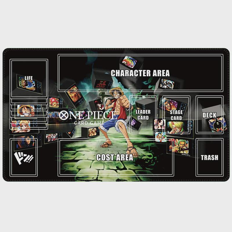 One Piece Card Game Playmat with Zones | Monkey D. Luffy Straw Hat Crew TV Aesthetic | TCG Desk Mat | 24x14" Gaming Mat