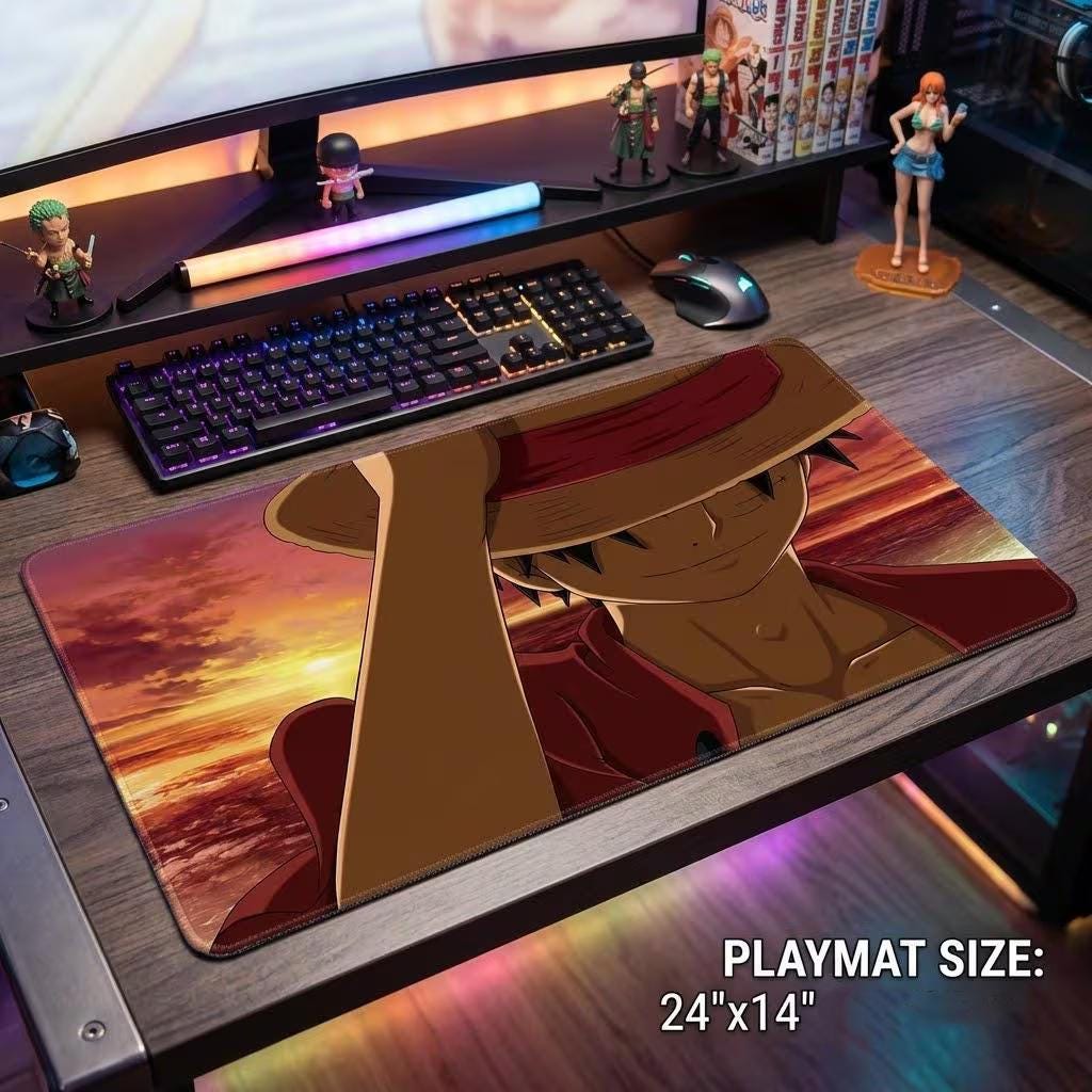 One Piece TCG Playmat - Monkey D. Luffy Custom Card Game Mat with Zones - Anime TCG Desk Mat - Gift for One Piece Fans & Players