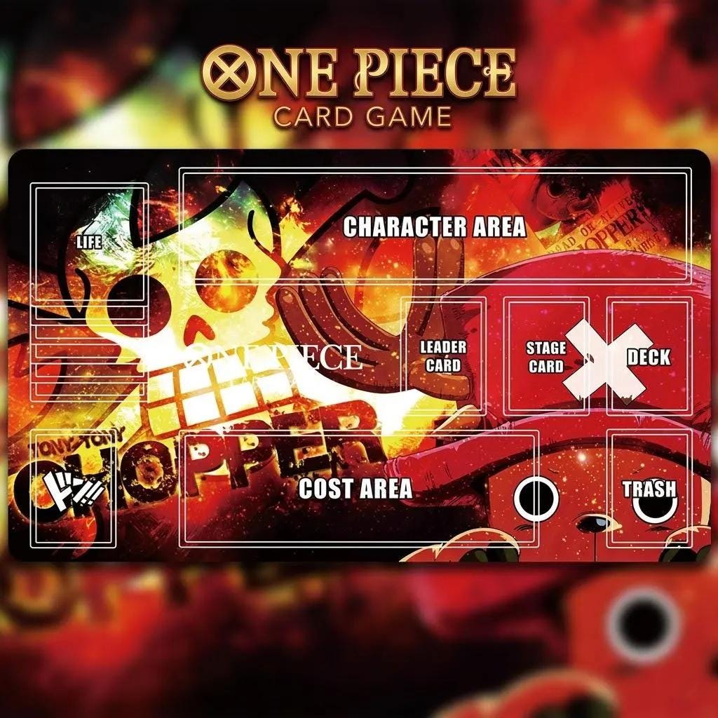 One Piece TCG Playmat Tony Tony Chopper | Custom Card Game Mat with Zones | OPCG Desk Mat | Stitched Edge Gaming Mousepad, Anime Accessories