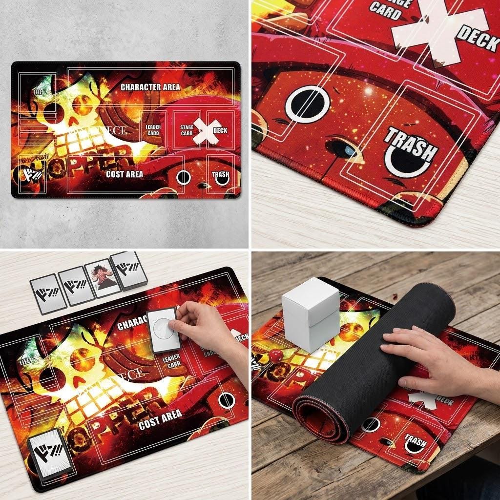 One Piece TCG Playmat Tony Tony Chopper | Custom Card Game Mat with Zones | OPCG Desk Mat | Stitched Edge Gaming Mousepad, Anime Accessories