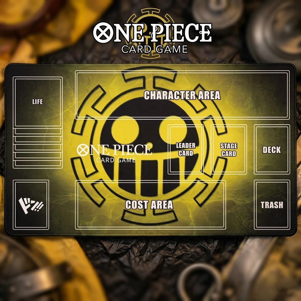 One Piece TCG Playmat with Zones - Trafalgar Law Heart Pirates Design - Anime Card Game Mat - OPTCG Gaming Mat - Custom TCG Accessories