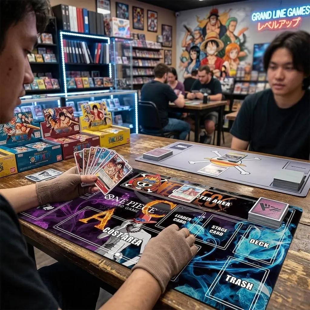 Portgas D. Ace One Piece TCG Playmat - Custom Card Game Mat with Zones - Fire & Smoke Ace Anime Desk Mat - High Quality TCG Accessories
