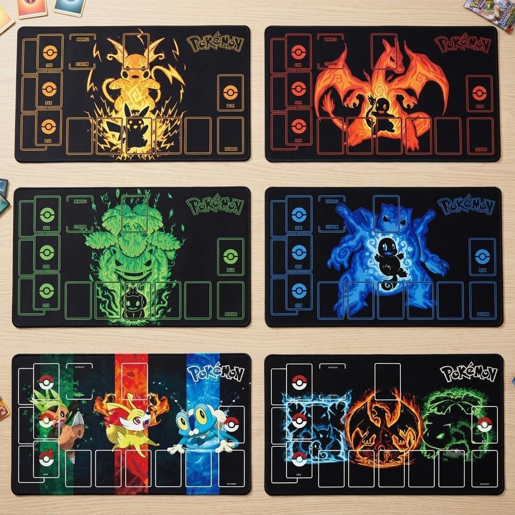 Custom Pokemon Neon Elemental Playmat