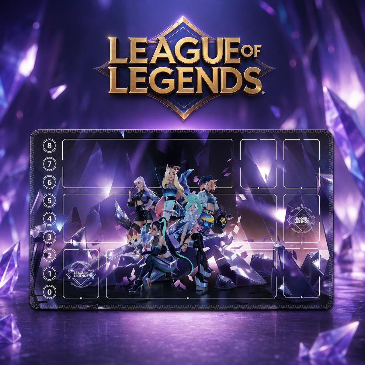 K/DA Lila Kristall Riftbound-Spielmatte