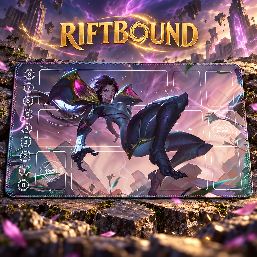 Kai'Sa Riftbound TCG playmat — themed hero