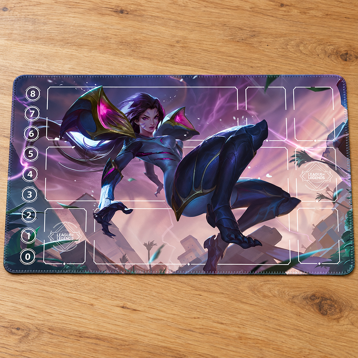 Kai'Sa Riftbound TCG playmat — tabletop view