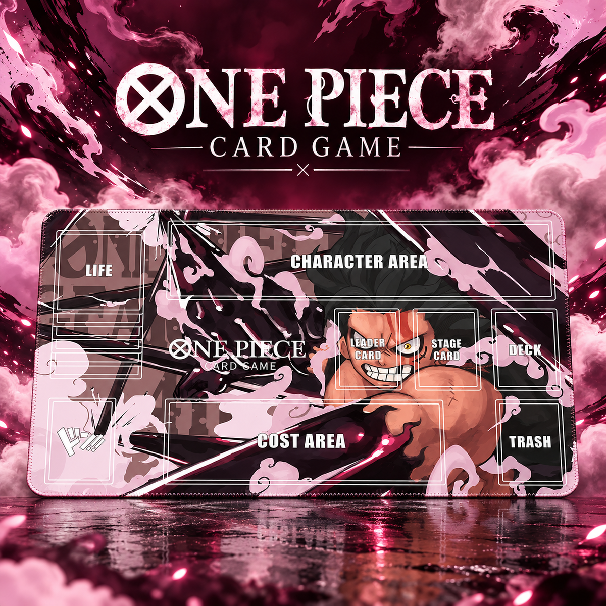 Monkey D. Luffy Haki Storm One Piece playmat hero with game heading