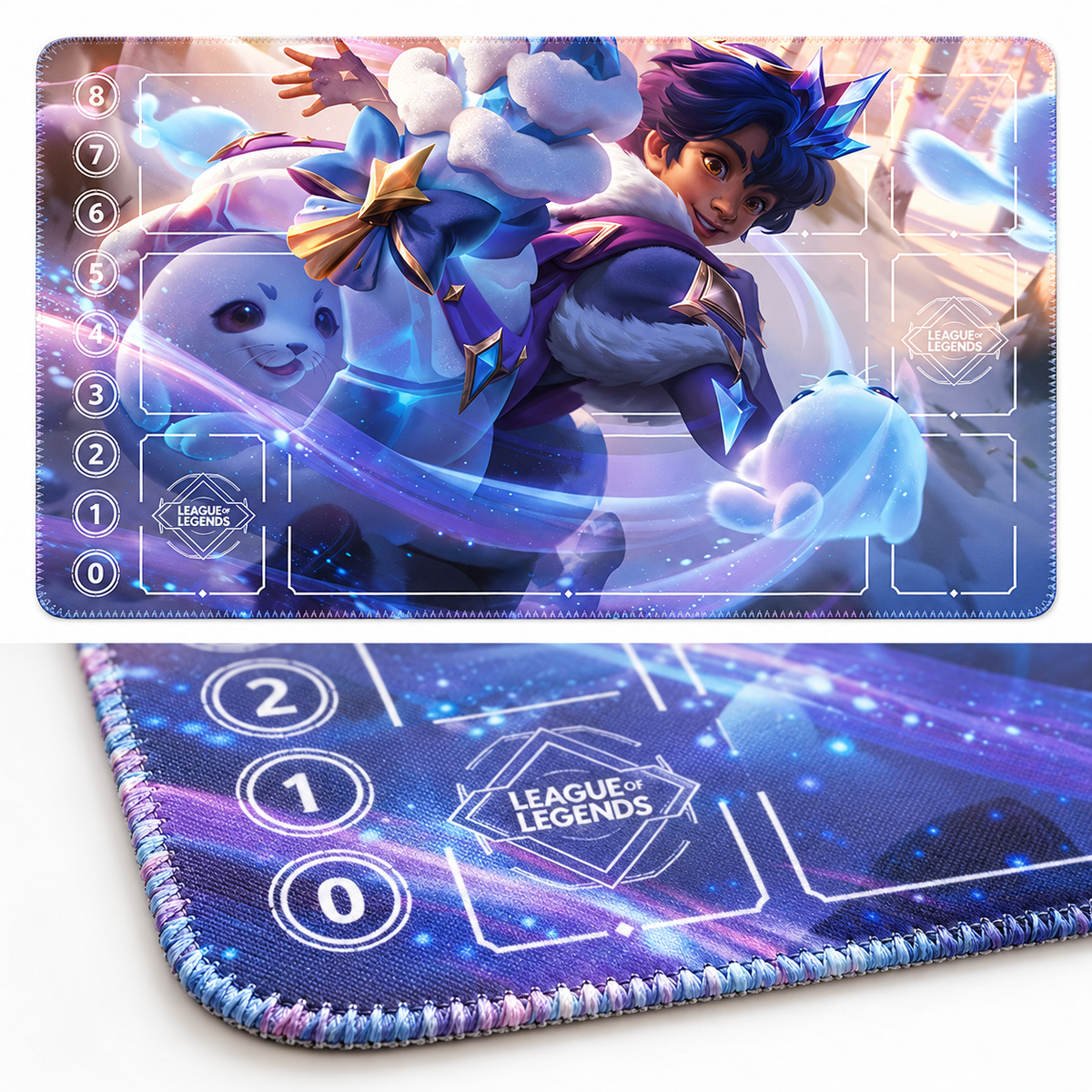Milio Winter Magic Riftbound playmat – edge detail
