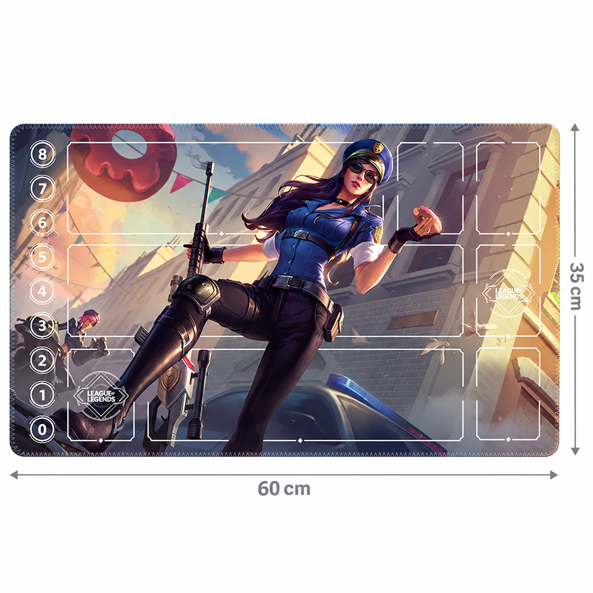 Officer Caitlyn Riftbound Zone playmat, 60 cm by 35 cm dimensions