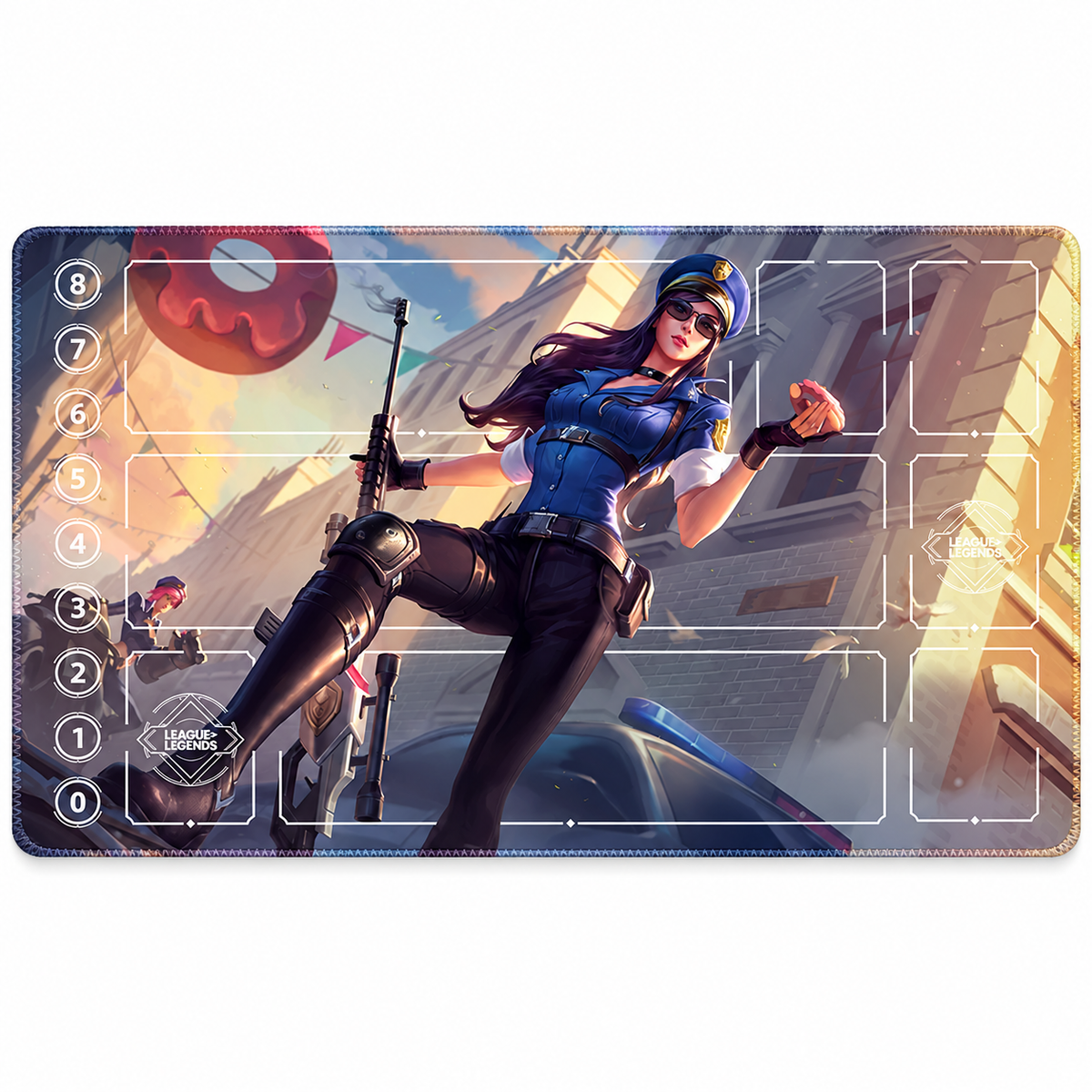 Officer Caitlyn Riftbound Zone playmat, full mat on white background