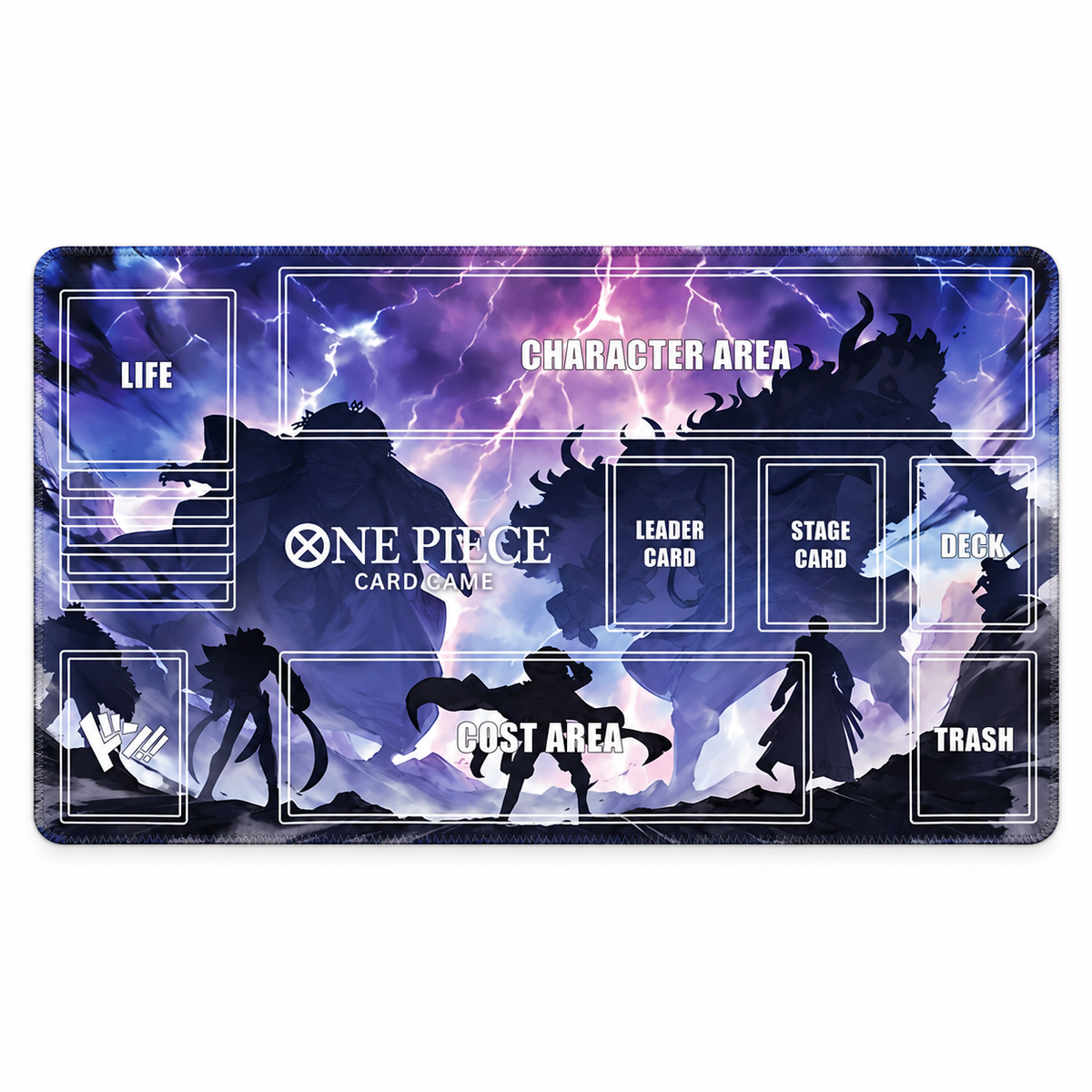 One Piece Lightning Clash Zone playmat, full 60 x 35 cm design on white