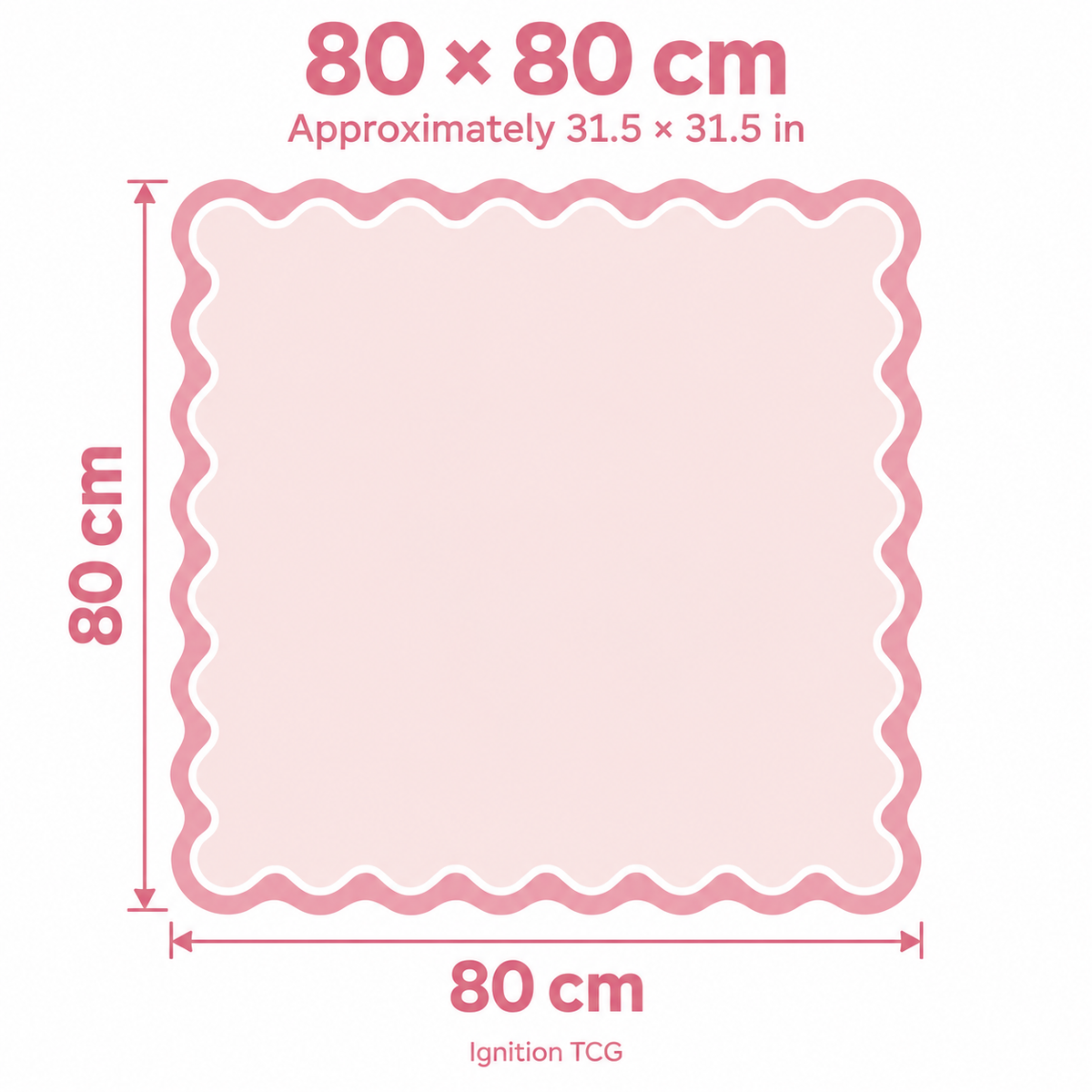 Pink Ribbon Scallop mahjong mat 80 x 80 cm, approximately 31.5 x 31.5 inches
