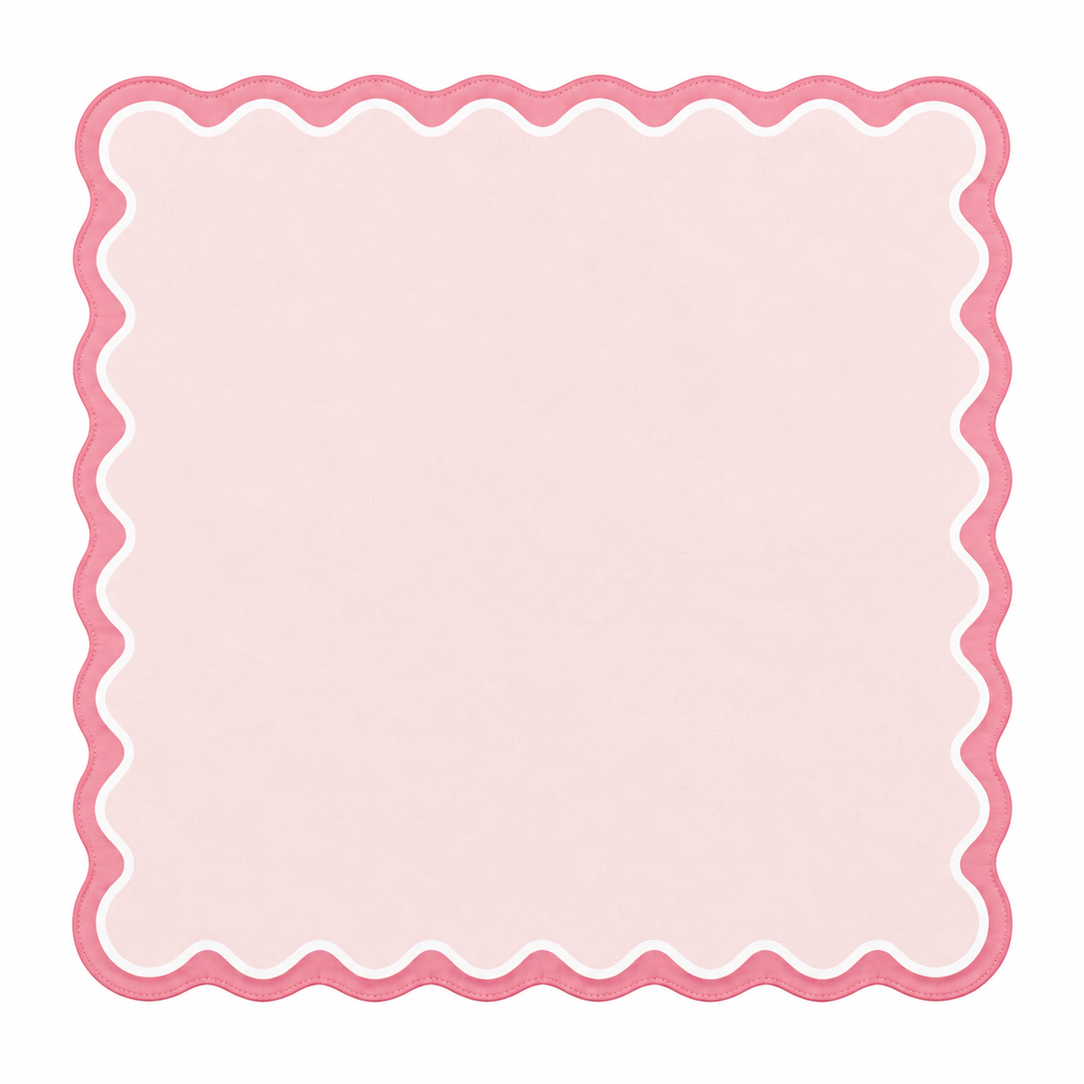 Pink Ribbon Scallop mahjong mat with blush pink center and rose pink scalloped border