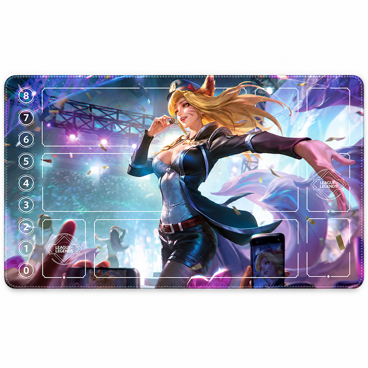 Popstar Ahri Riftbound Zone playmat, full mat on white background