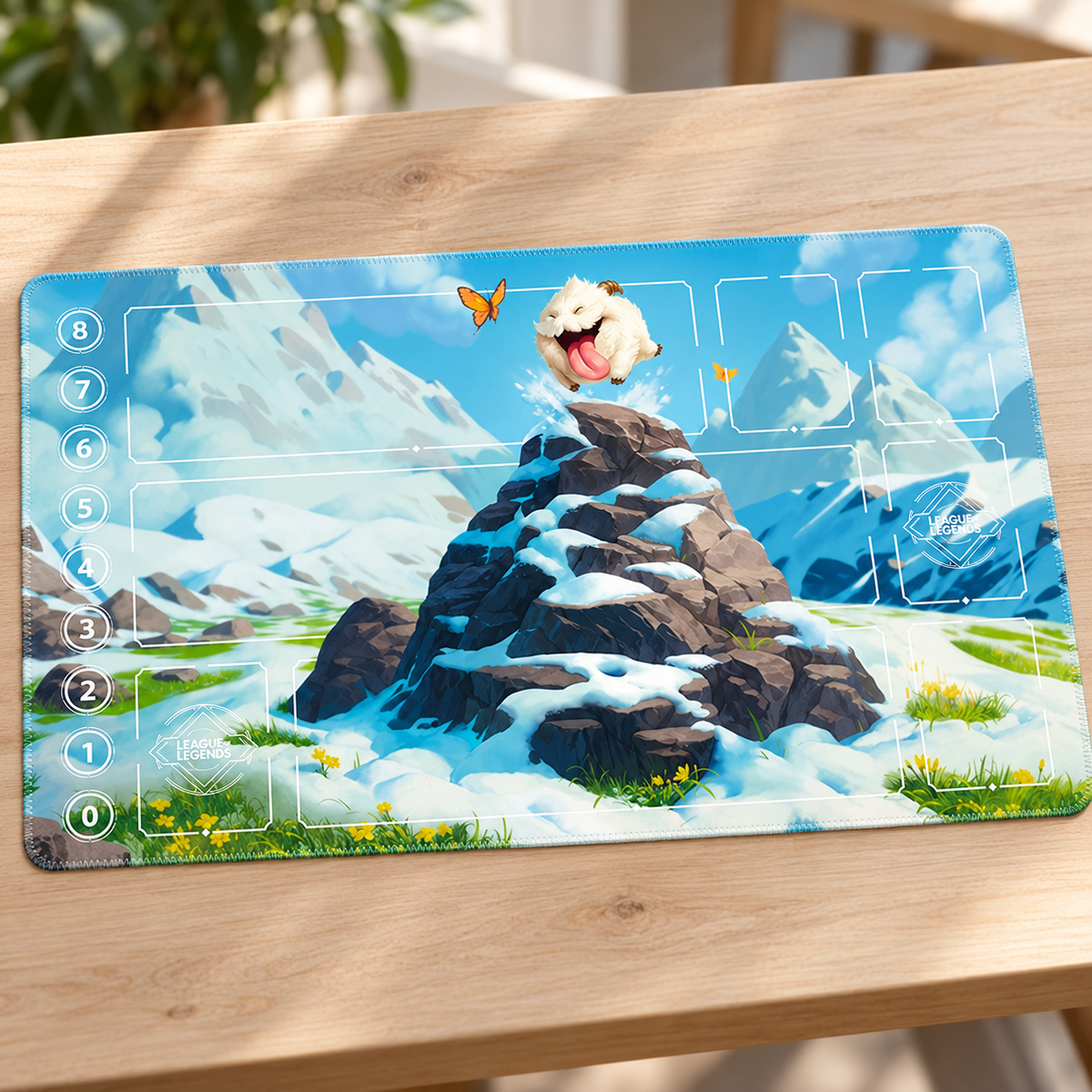 Poro Mountain Joy Riftbound playmat – angled view