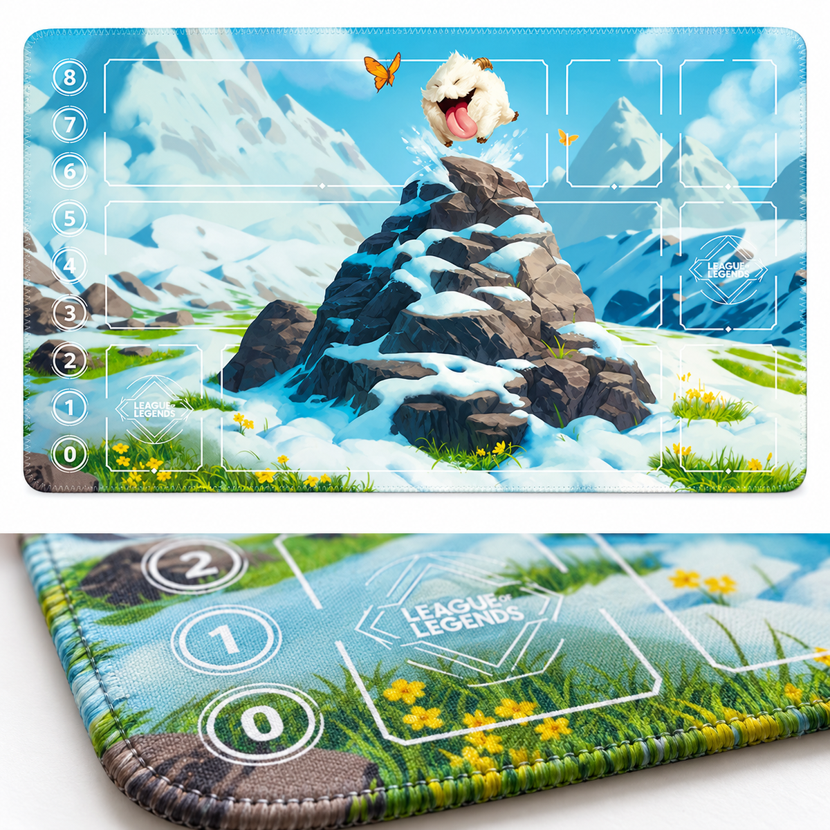 Poro Mountain Joy Riftbound playmat – edge detail