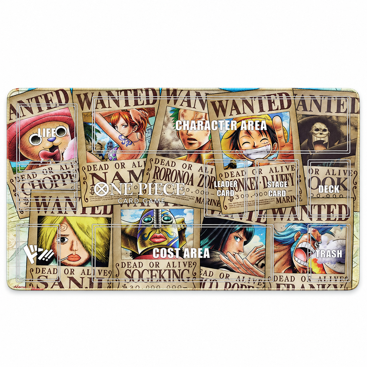Straw Hat Pirates Wanted Posters One Piece zoned playmat, full mat on white background
