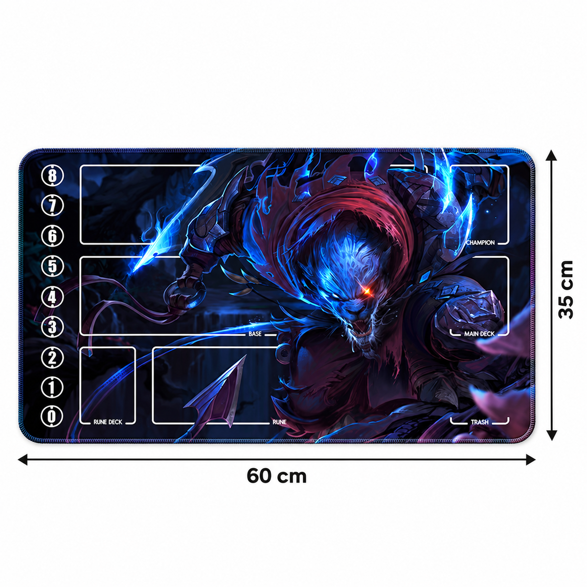 Warwick Riftbound playmat dimensions, 60 cm wide by 35 cm high